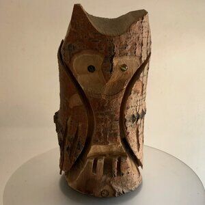 Carved Wooden Owl Sculpture